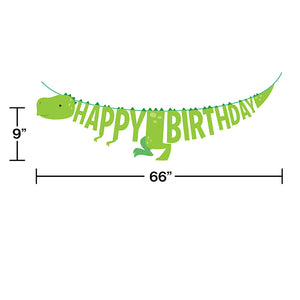Boy Dino Party Shaped Banner W/ Ribbon Party Decoration