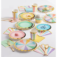 Pastel Celebrations Dinner Plate, Scallop Shaped, Foil 8ct