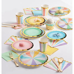 Pastel Celebrations Dinner Plate, Scallop Shaped, Foil 8ct Party Supplies