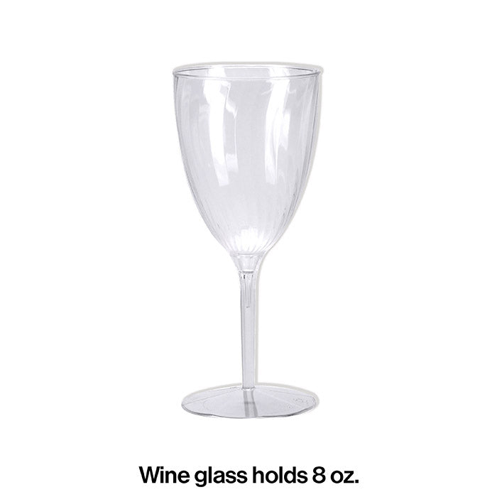 8 Oz. Clear Plastic 1-Piece Wine Glasses 8ct