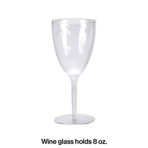 8 Oz. Clear Plastic 1-Piece Wine Glasses 8ct Party Decoration