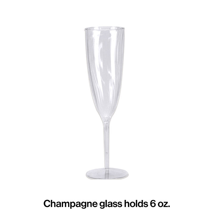6 Oz. Clear Plastic 1-Piece Champagne Glasses 8ct