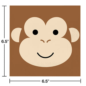 Animal Faces Luncheon Napkin, Monkey 16ct Party Decoration