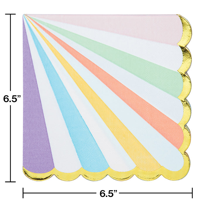 Pastel Celebrations Luncheon Napkin, Scallop Shaped, Foil 16ct