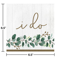 Eucalyptus Greens Luncheon Napkin, I Do 16ct Party Decoration
