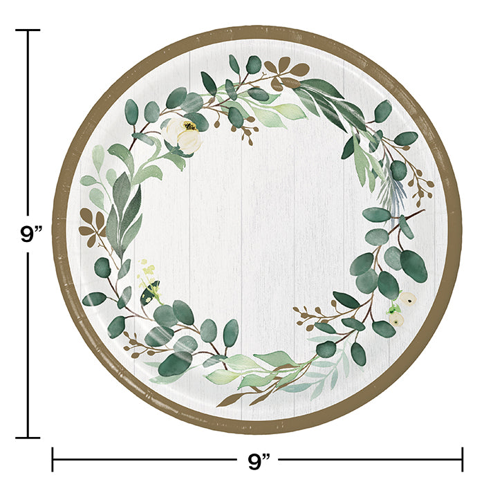 Eucalyptus Greens Dinner Plate 8ct Party Decoration
