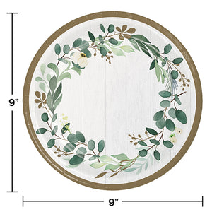 Eucalyptus Greens Dinner Plate 8ct Party Decoration