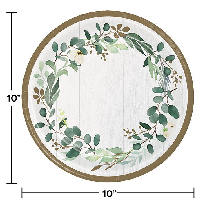 Eucalyptus Greens Banquet Plates 8ct Party Decoration
