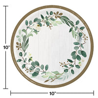Eucalyptus Greens Banquet Plates 8ct Party Decoration