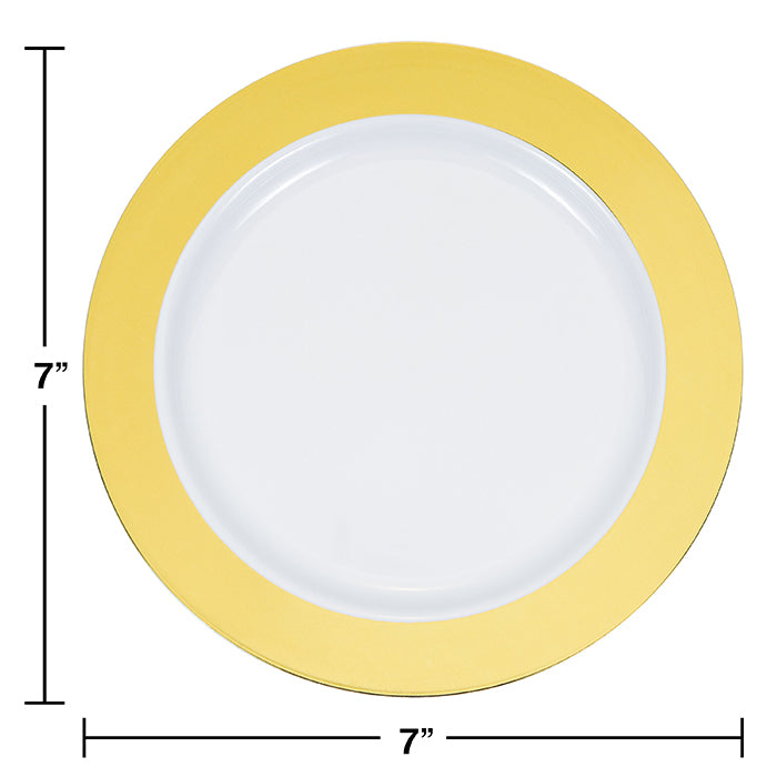 7.5" Gold Rim Plastic Plate 10ct Party Decoration