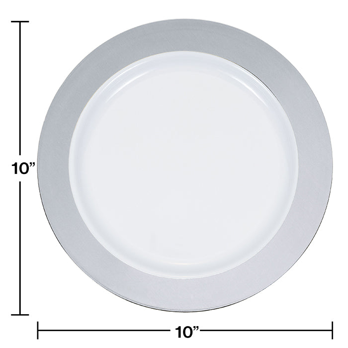 10.25" Silver Rim Plastic Plate 10ct