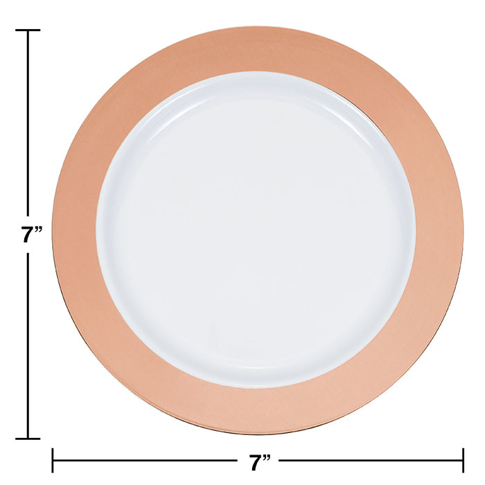 7.5" Rosegold Rim Plastic Plate 10ct Party Decoration