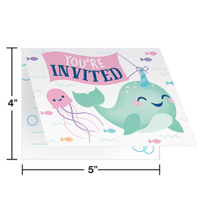 Narwhal Party Invitation Foldover 8ct Party Decoration