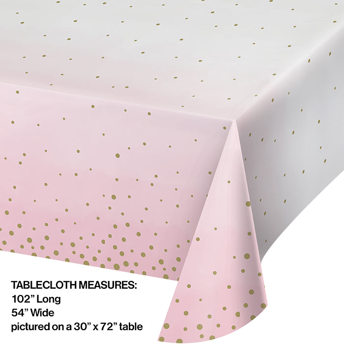 Pink Gold Celebration Paper Tablecover 54" X 102"