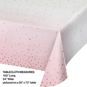 Pink Gold Celebration Paper Tablecover 54" X 102" Party Decoration