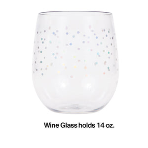 Iridescent Dots Plastic Stemless Wine Glass By Elise Party Decoration