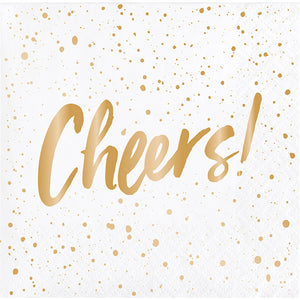 Cheers Gold Foil Beverage Napkins By Elise 24ct Party Supplies