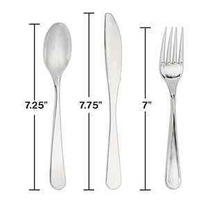 Silver Assorted Plastic Cutlery, 24 ct Party Decoration