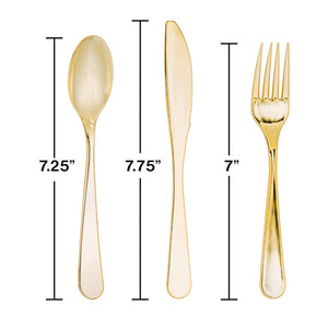 Gold Assorted Plastic Cutlery, 24 ct Party Decoration
