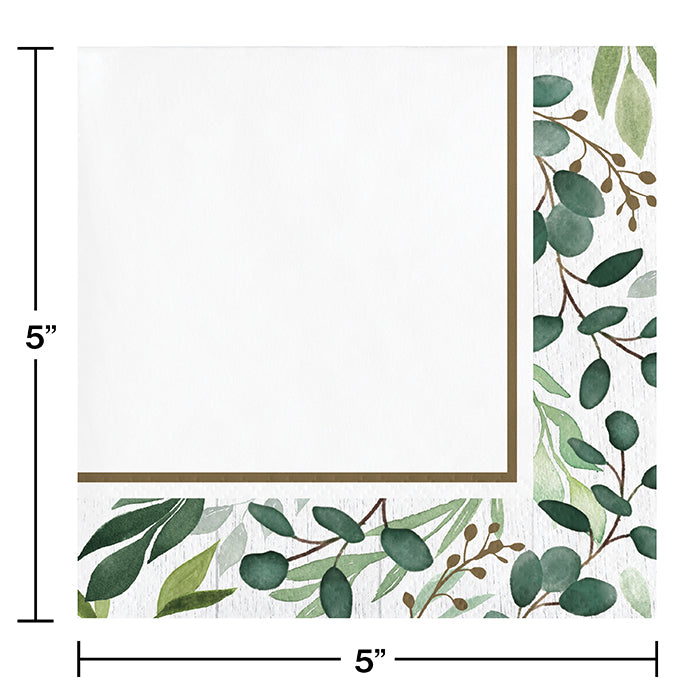 Eucalyptus Greens Beverage Napkins 16ct Party Decoration