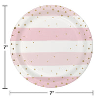 Pink Gold Celebration Dessert Plate, Foil 8ct Party Decoration