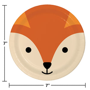 Animal Faces Dessert Plate, Fox 8ct Party Decoration