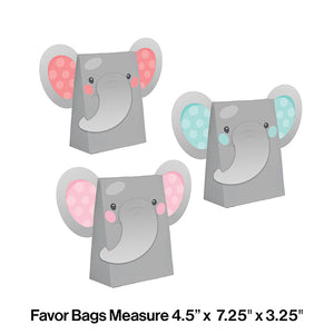 Enchanting Elephants Girl Paper Treat Bags With Attachments 8ct Party Decoration