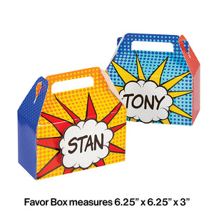 Superhero Party Treat Box W/ Dimensional Nametag 4ct Party Decoration