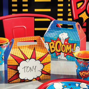 Superhero Party Treat Box W/ Dimensional Nametag 4ct Party Supplies