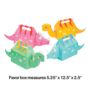 Girl Dino Party Treat Box 3D 4ct Party Decoration