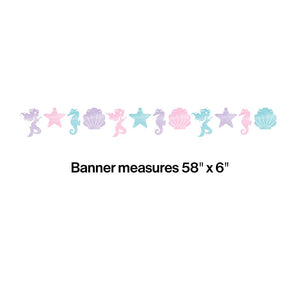 Mermaid Shine Shaped Banner W/Twine Party Decoration