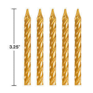 Gold Spiral Candles, 24 ct Party Decoration