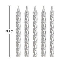 Silver Spiral Candles, 24 ct Party Decoration