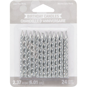 Silver Spiral Candles, 24 ct Party Supplies