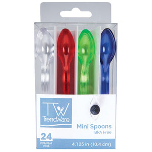 Assorted Color Mini Appetizer Spoons, 24 ct Party Decoration