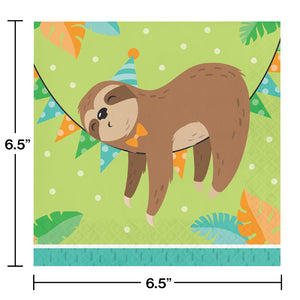 Sloth Party Napkins, Pack Of 16 Party Decoration