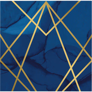 Navy Blue And Gold Foil Napkins, Pack Of 16 by Creative Converting