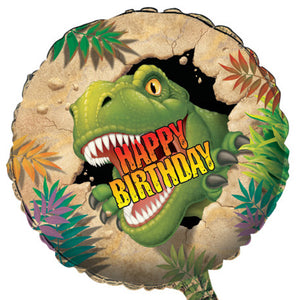 Dino Blast Metallic Balloon 18", Happy Birthday by Creative Converting