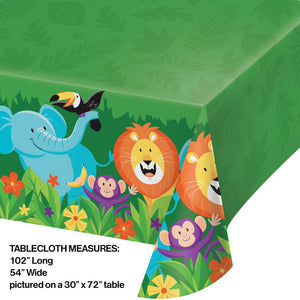 Jungle Safari Plastic Tablecover All Over Print, 54" X 102" Party Decoration