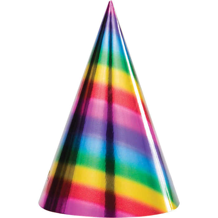 Rainbow Foil Party Hats, 8 ct by Creative Converting