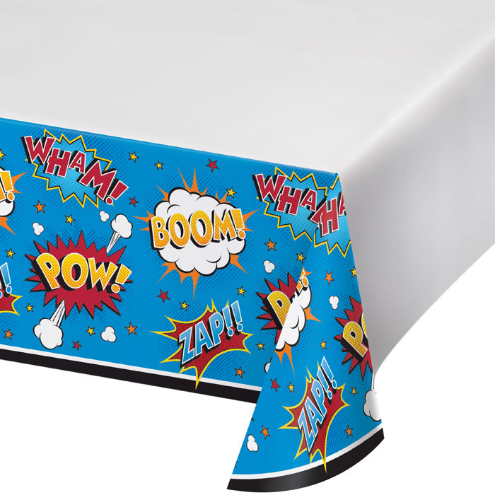 Superhero Slogans Plastic Tablecover 48" X 88" by Creative Converting
