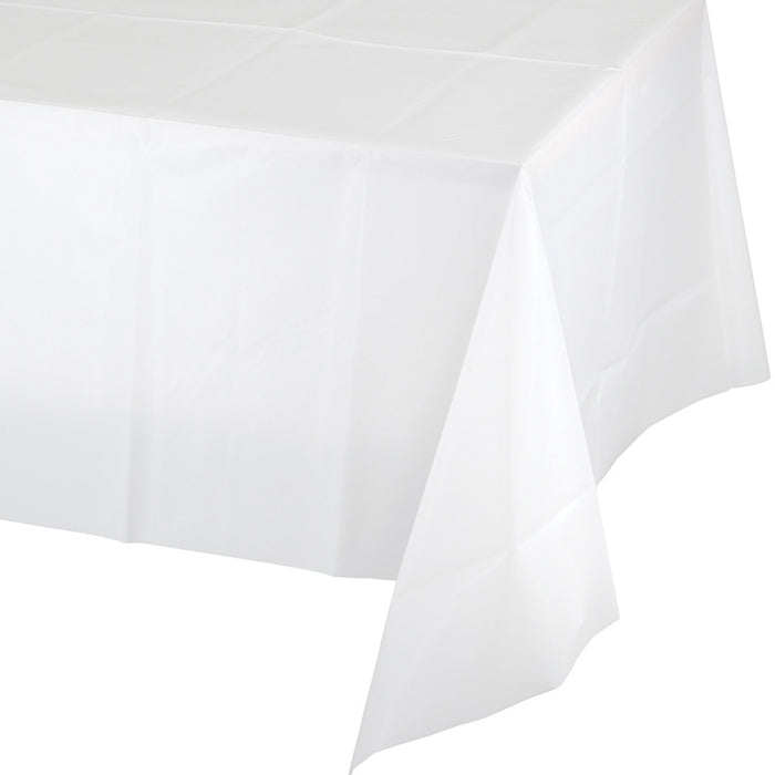 White Plastic Tablecover 54" X 108" by Creative Converting