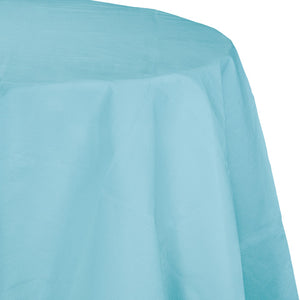 Pastel Blue Round Polylined TIssue Tablecover, 82" by Creative Converting