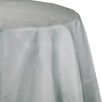 Shimmering Silver Round Polylined TIssue Tablecover, 82