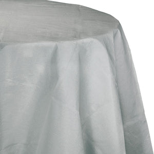 Shimmering Silver Round Polylined TIssue Tablecover, 82" by Creative Converting