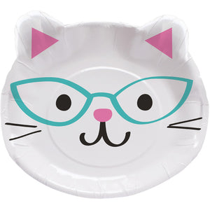 Purr-Fect Party Shaped Plate 9" Assorted Kittens, 8 ct Party Decoration