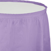 Luscious Lavender Plastic Tableskirt, 14' X 29