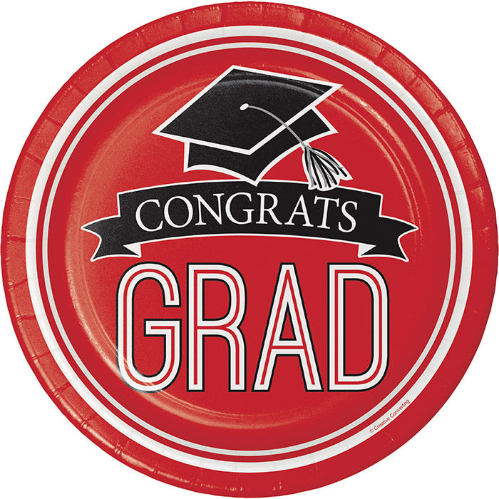 Graduation School Spirit Red Paper Plates, 18 ct by Creative Converting
