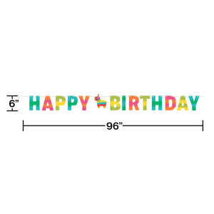 Fiesta Fun Shaped Banner With Twine, Happy Birthday Party Decoration