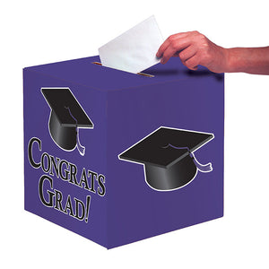 Graduation Card Box, Grad, 9" Purple by Creative Converting